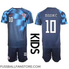 Kroatien Luka Modric #10 Replik Auswärtstrikot Kinder WM 2022 Kurzarm (+ Kurze Hosen)